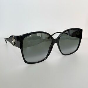 NEW!!! Jimmy Choo women black glitter sunglasses NOEMI/S DXF9O Authentic